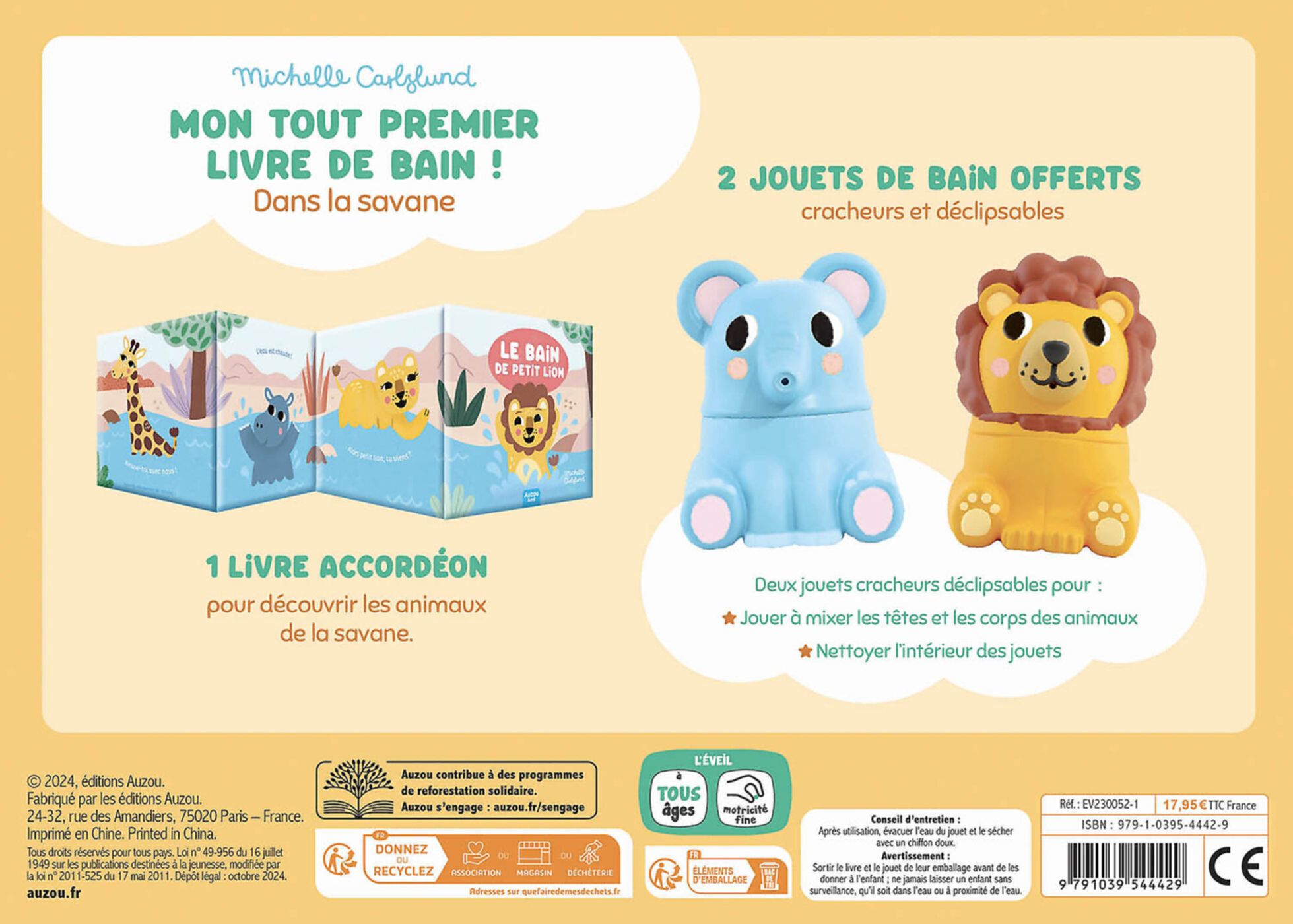 Mon Premier Livre De Bain - Dans La Savane - Un Coffret Avec 2 Jouets Déclipsables !