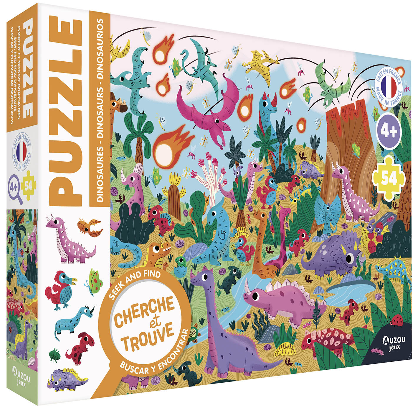Auzou Canada Book and Puzzle Set: Seek and Find Dinosaurs