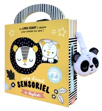 Livre d'éveil sensoriel à déplier en noir et blanc