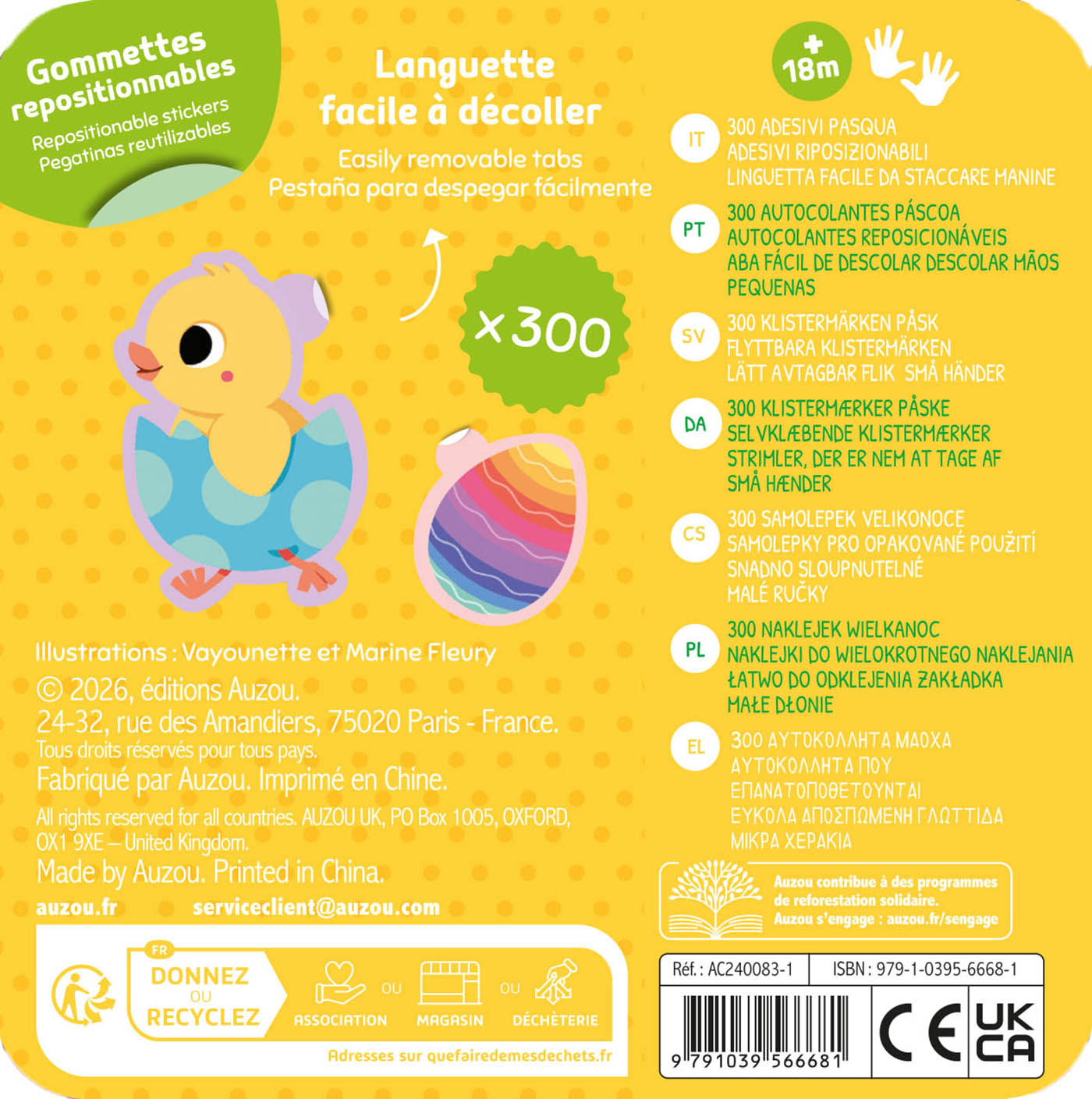 Boîte Métal - 300 Gommettes Pâques