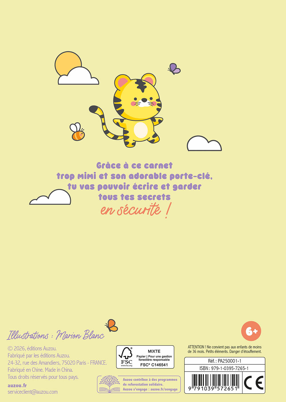 Mon Carnet Secret - Porte-Clé Tigre