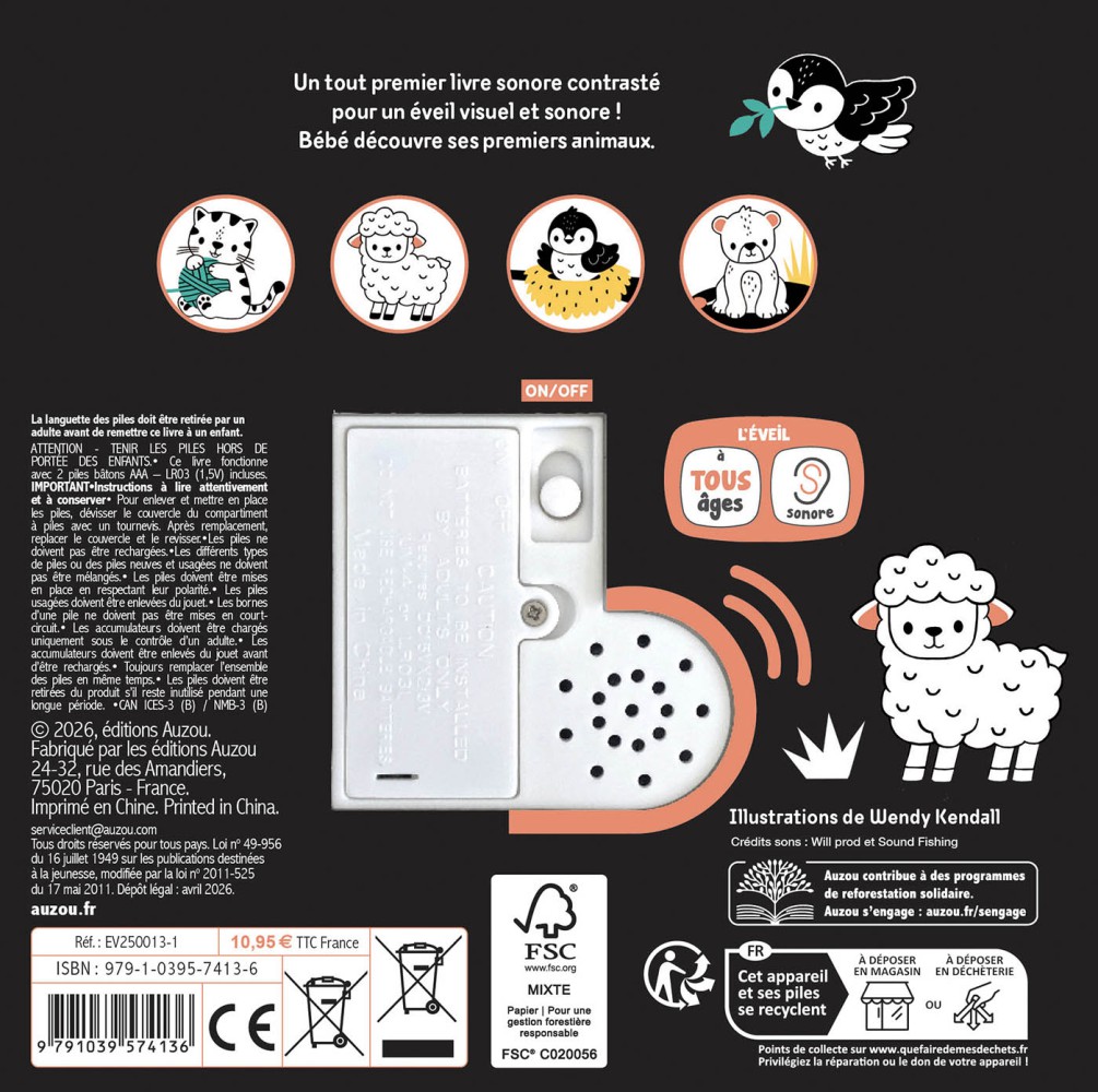 Mes Premiers Sonores - Mon Premier Livre Sonore En Noir Et Blanc !