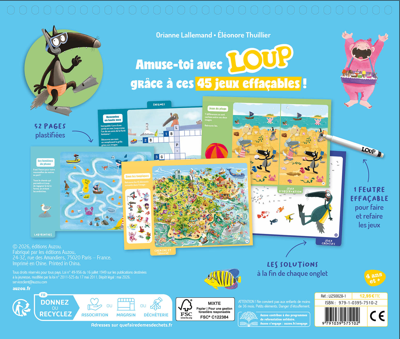 Mes Jeux Effaçables Loup - À Travers Les Océans !