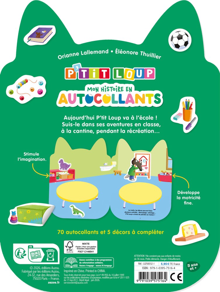 P'tit Loup - Mon Histoire En Autocollants - L'école