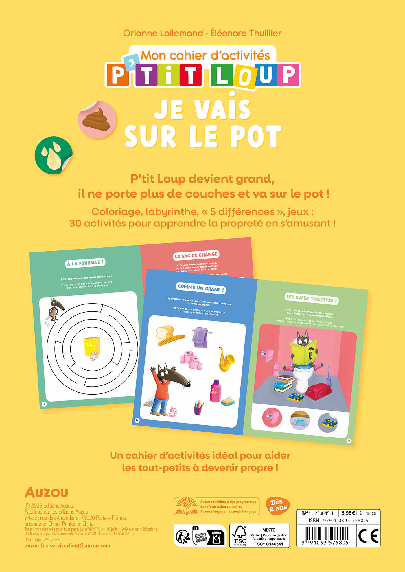 P'tit Loup - Mon Cahier D'activités - Je Vais Sur Le Pot P'tit Loup - Mon Cahier D'activités - Je Vais Sur Le Pot