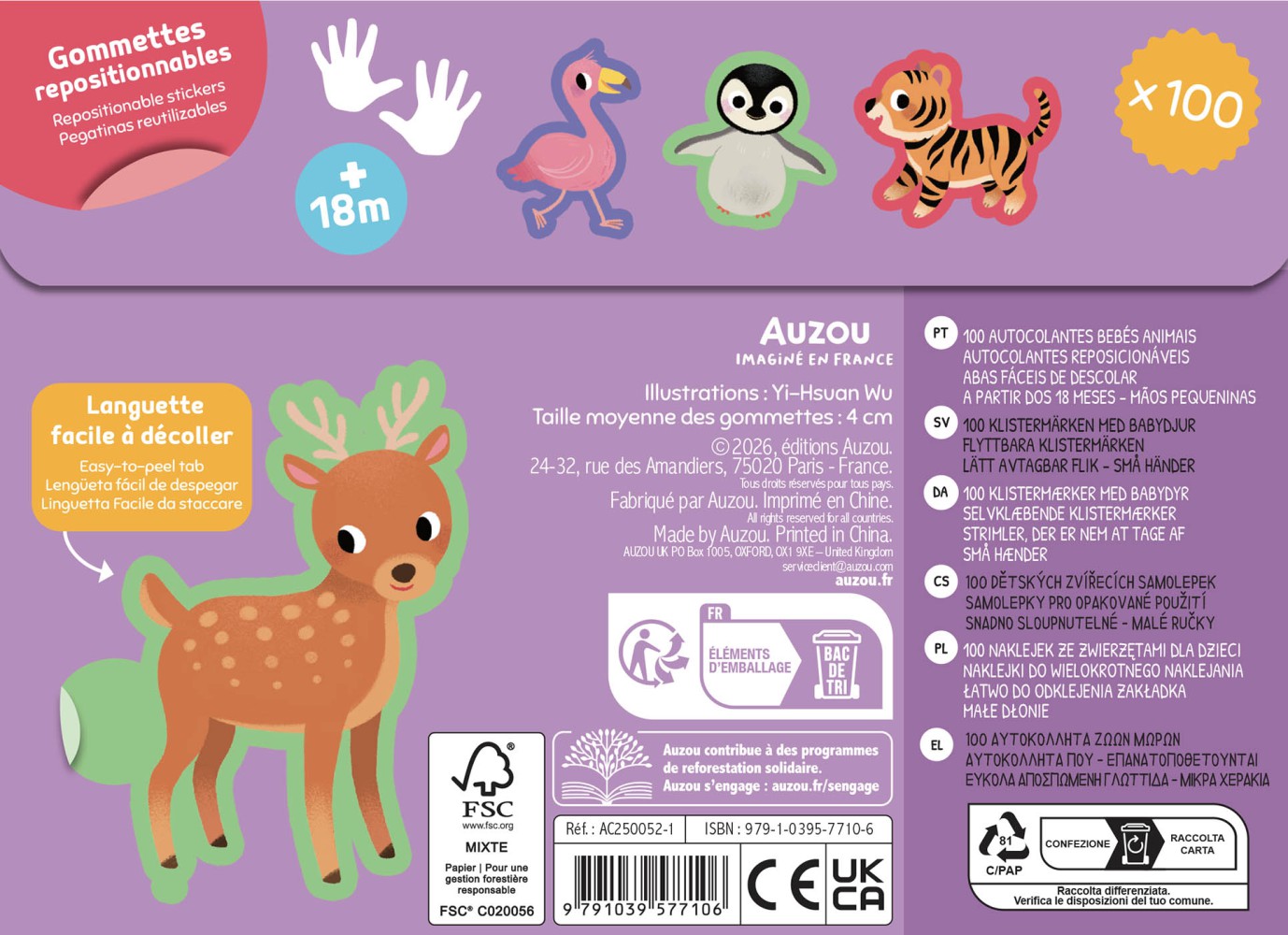 100 Gommettes - Les Bébés Animaux