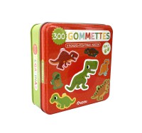 Boîte métal - 300 gommettes dinosaures