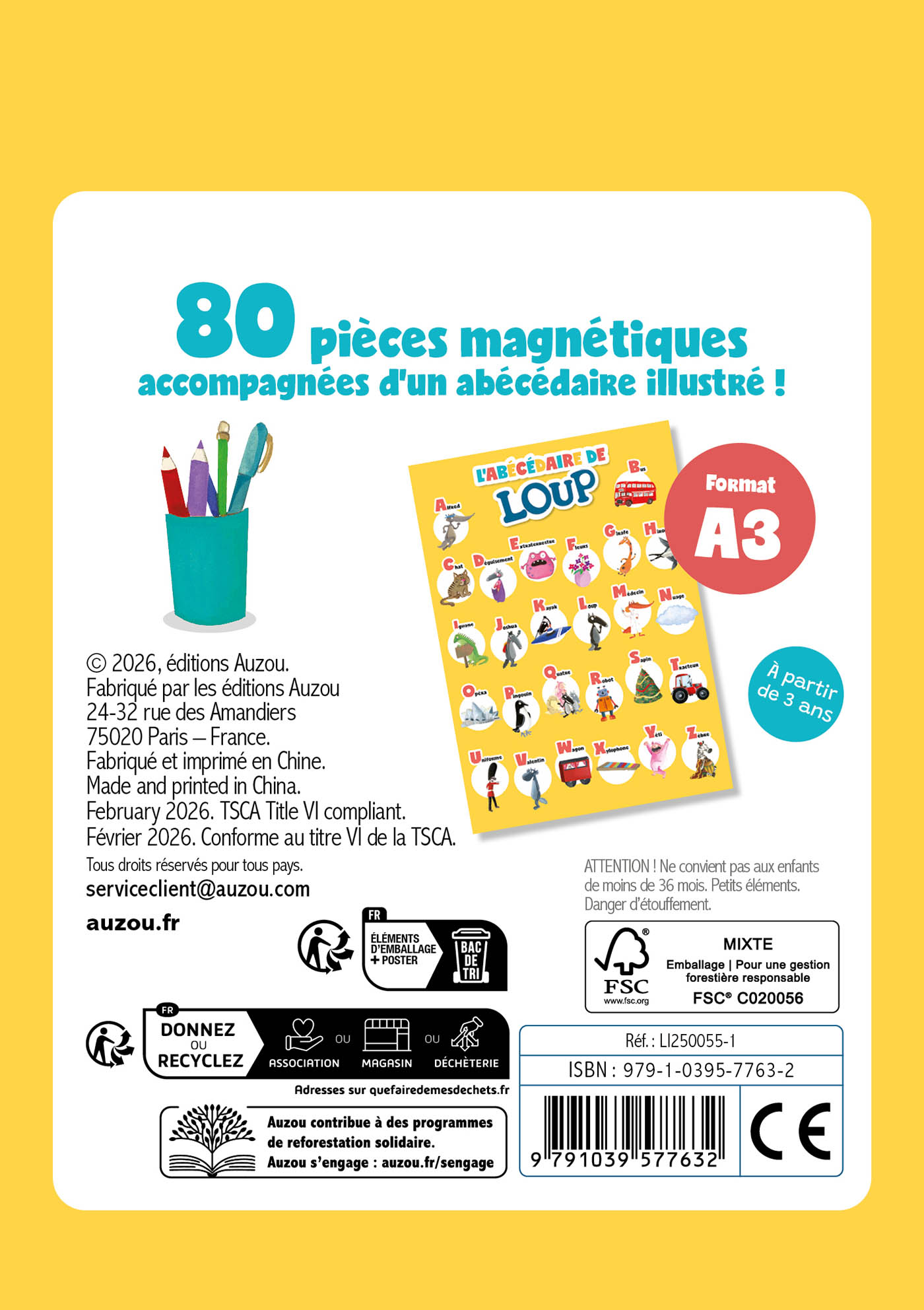 Mes Lettres Magnétiques En Bois Loup Mes Lettres Magnétiques En Bois Loup