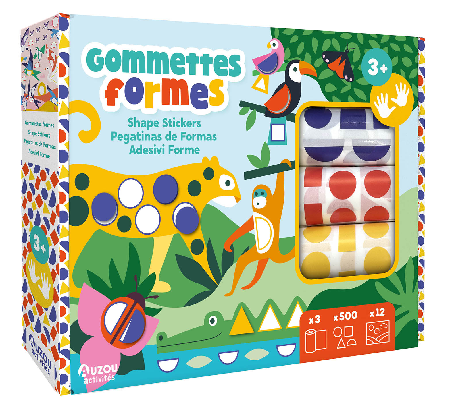 Gommettes Formes - 3 Rouleaux De 500 Gommettes Et 12 Décors
