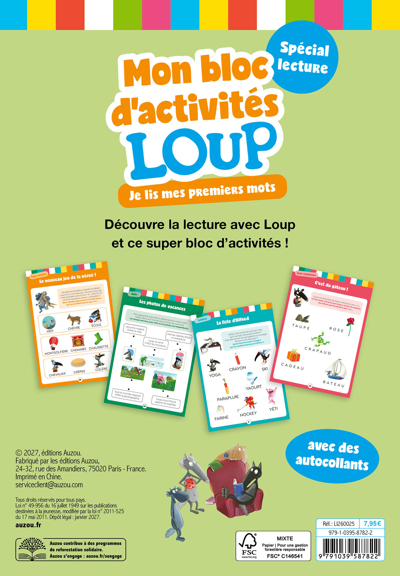 Mon Bloc D'activités Avec Loup - Je Lis Mes Premiers Mots